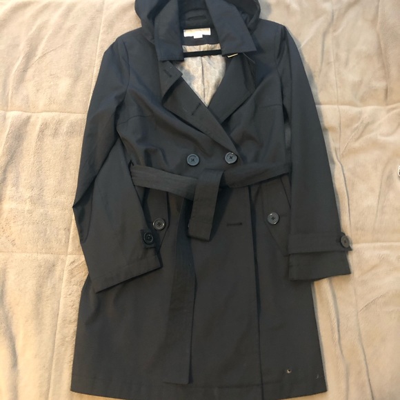 MICHAEL KORS BLACK HOODED TRENCH COAT SIZE S - Picture 1 of 5